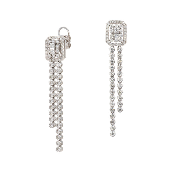 2 Tier Drop Diamond Statement Earrings