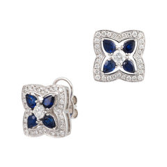 Diamond and Sapphire Fleur Earrings