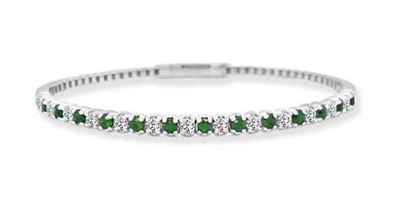 Alternating Emeralds and Diamonds Bangle