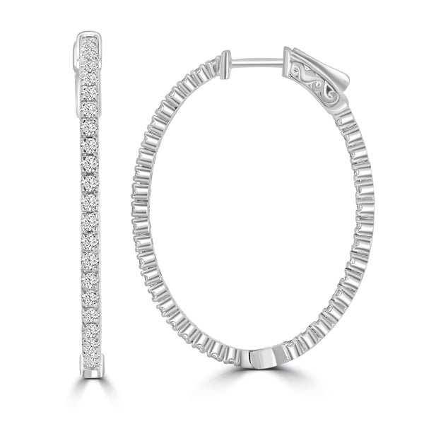 Oval In-and-Out Diamond Hoops—50% OFF!