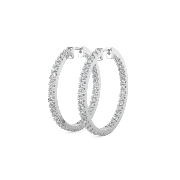 Round In-and-Out Diamond Hoops—45% OFF!