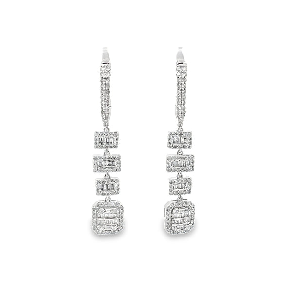 Drop Emerald Cut Dangling Earrings