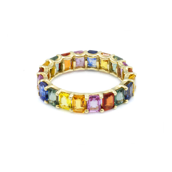 Rainbow Sapphire Eternity Band