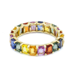 Rainbow Sapphire Eternity Band