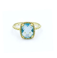 Blue Topaz Halo Ring