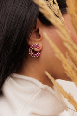 The Ruby Crescent Earrings