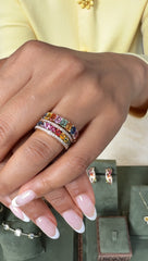 Rainbow Sapphire Eternity Band