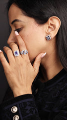 Diamond and Sapphire Fleur Earrings