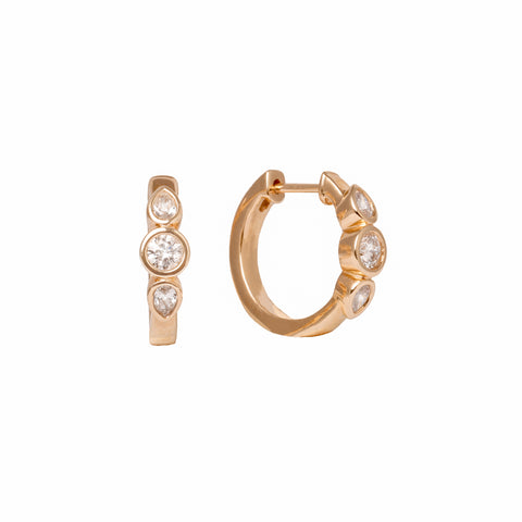 Triple Diamond Huggie Hoop- 30%OFF!