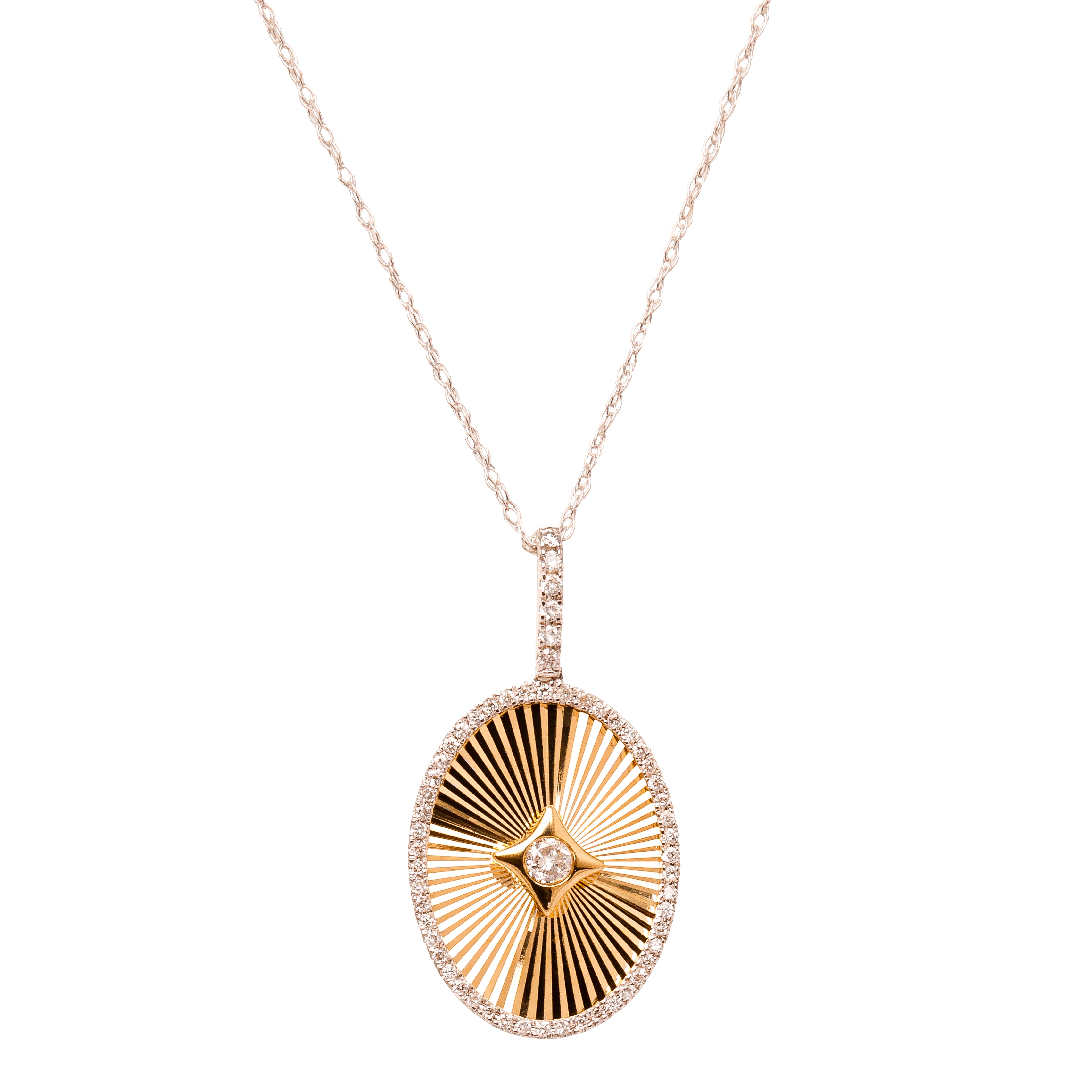 Ridged Oval Diamond Necklace- 50% OFF!