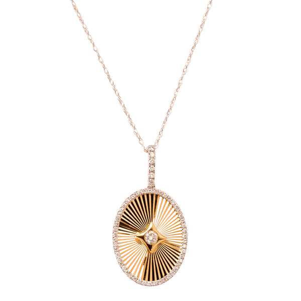 Ridged Oval Diamond Necklace- 50% OFF!