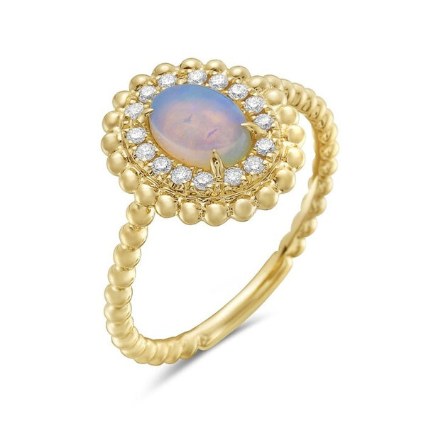 Celeste Opal & Diamond Ring